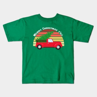 Merry Christmas Y'all Red Truck Kids T-Shirt